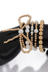 Multi Strand Faux Pearl Beaded Bow Charm Bracelet Set
