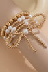 Multi Strand Faux Pearl Beaded Bow Charm Bracelet Set