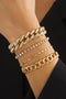 Multi Strand Rhinestone Embellished Adjustable Chain Bracelet Set