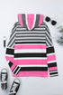 Multi Striped Drawstring Long Sleeve Hoodie