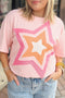 Multi Texture Layered Star Applique Plus Size Graphic Tee