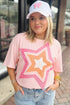 Multi Texture Layered Star Applique Plus Size Graphic Tee