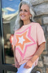 Multi Texture Layered Star Applique Plus Size Graphic Tee