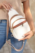 Multi Zip Crescent Shaped Faux Leather Street Sling Bag