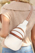 Multi Zip Crescent Shaped Faux Leather Street Sling Bag