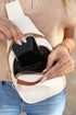Multi Zip Crescent Shaped Faux Leather Street Sling Bag