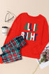 Multicolor ALL IS BRIGHT Graphic Christmas Plaid Pajamas Set