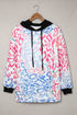 Multicolor Colorful Leopard Drawstring Splicing Hoodie