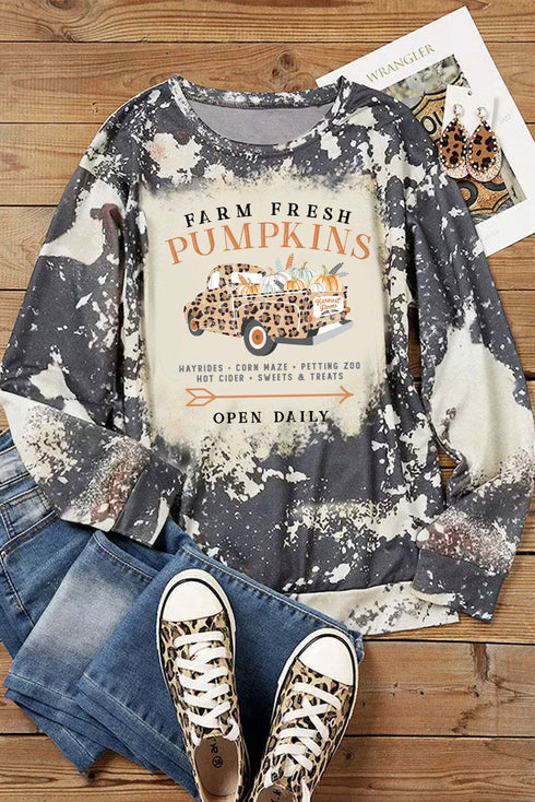 Multicolor FARM FRESH PUMPKINS Graphic Bleached Top