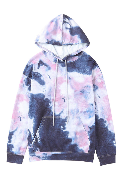 Multicolor Kangaroo Pocket Pullover Tie-Dye Hoodie