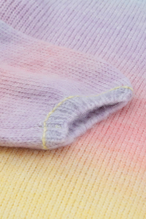 Multicolor Ombre Tie-Dye Drop Shoulder Cardigan