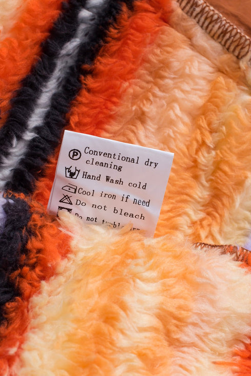 Multicolor Striped Kangaroo Pocket Buttoned Sherpa Sweatshirt