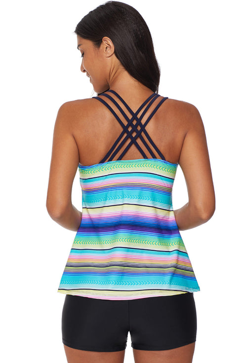 Multicolor Tankini Swimwear