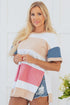 Multicolour Colorblock Patchwork Side Split Tunic T Shirt