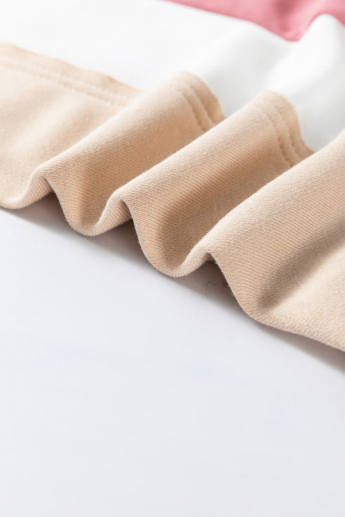 Multicolour Colorblock Patchwork Side Split Tunic T Shirt