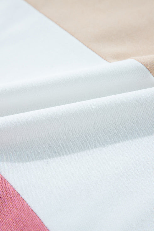 Multicolour Colorblock Patchwork Side Split Tunic T Shirt