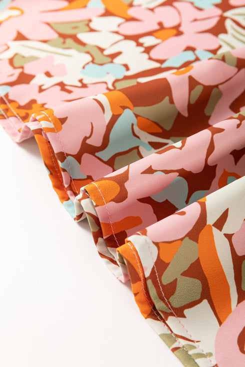 Multicolour Floral Tiered Ruffled Short Sleeve Blouse