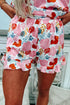 Multicolour Floral V Neck Cami Top and Ruffled Shorts Lounge Set