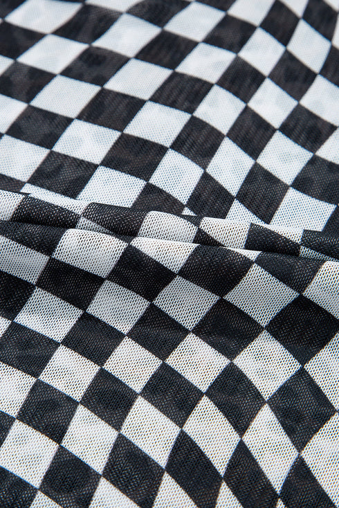 Multicolour Leopard Checkered Double Printed Reversible Sleeveless Long Dress