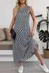 Multicolour Leopard Checkered Double Printed Reversible Sleeveless Long Dress