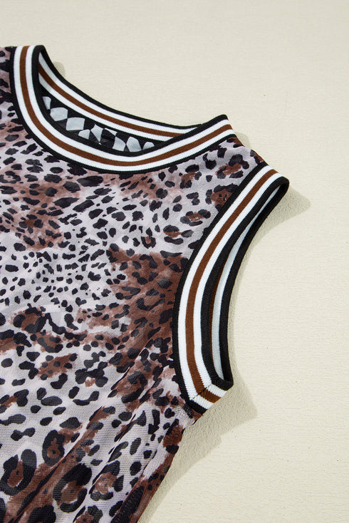 Multicolour Leopard Checkered Double Printed Reversible Sleeveless Long Dress