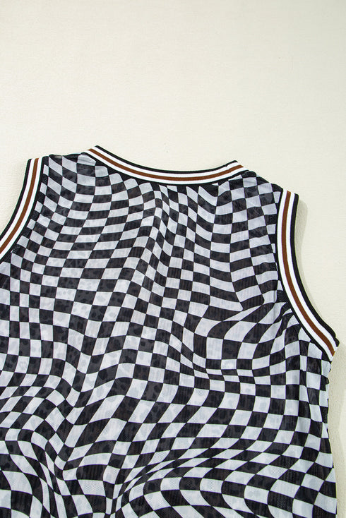 Multicolour Leopard Checkered Double Printed Reversible Sleeveless Long Dress