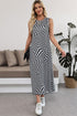Multicolour Leopard Checkered Double Printed Reversible Sleeveless Long Dress