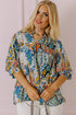 Multicolour Plus Size Floral Print Half Sleeve Slit Neck Blouse