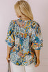 Multicolour Plus Size Floral Print Half Sleeve Slit Neck Blouse