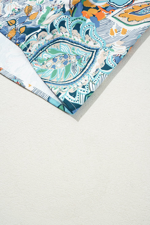 Multicolour Plus Size Floral Print Half Sleeve Slit Neck Blouse