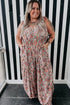 Multicolour Plus Size Paisley Print Sleeveless V Neck Jogger Jumpsuit