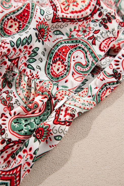 Multicolour Plus Size Paisley Print Sleeveless V Neck Jogger Jumpsuit