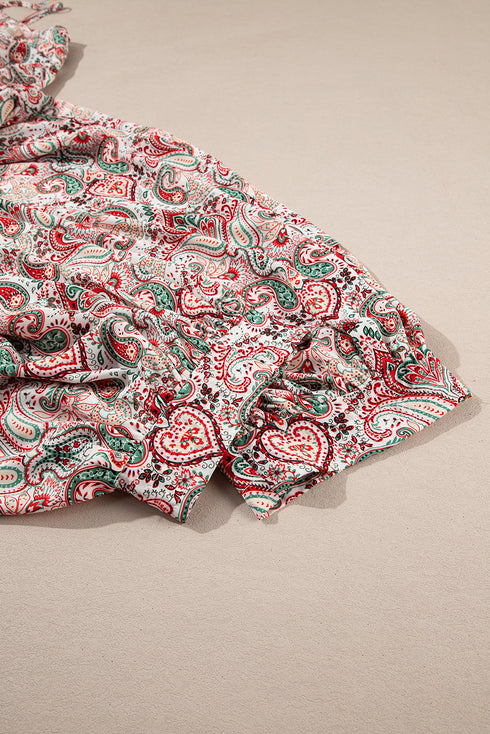 Multicolour Plus Size Paisley Print Sleeveless V Neck Jogger Jumpsuit