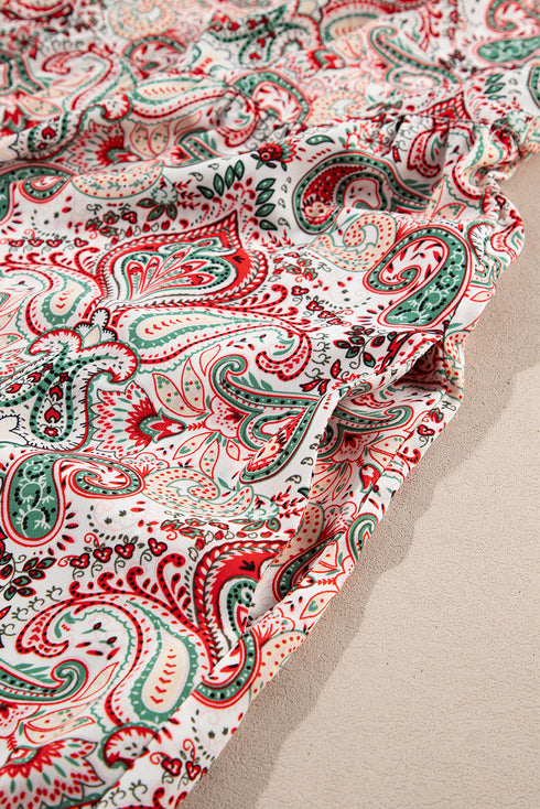 Multicolour Plus Size Paisley Print Sleeveless V Neck Jogger Jumpsuit