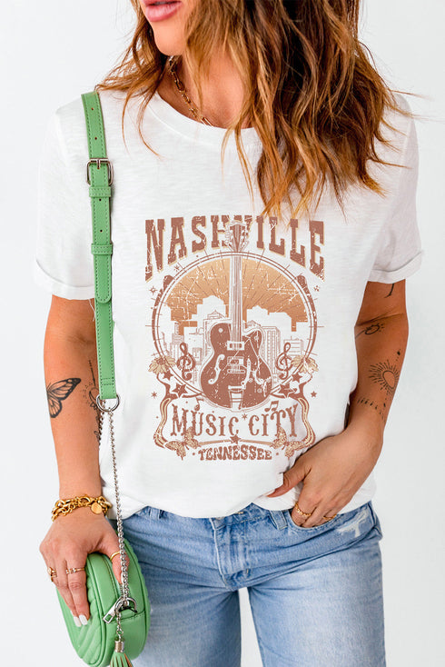 Music City Graphic Print Relaxed Fit Crewneck Tee