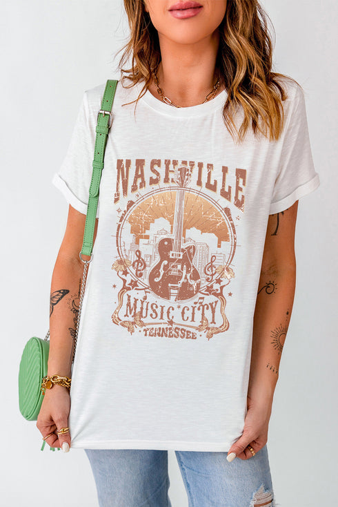 Music City Graphic Print Relaxed Fit Crewneck Tee