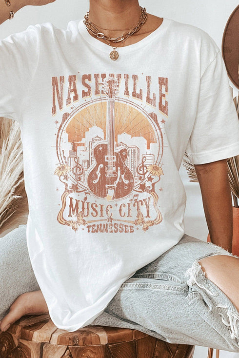 Music City Graphic Print Relaxed Fit Crewneck Tee