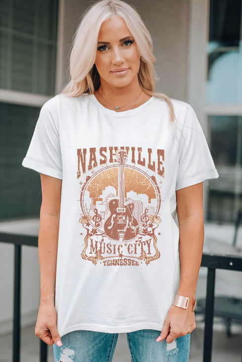 Music City Graphic Print Relaxed Fit Crewneck Tee