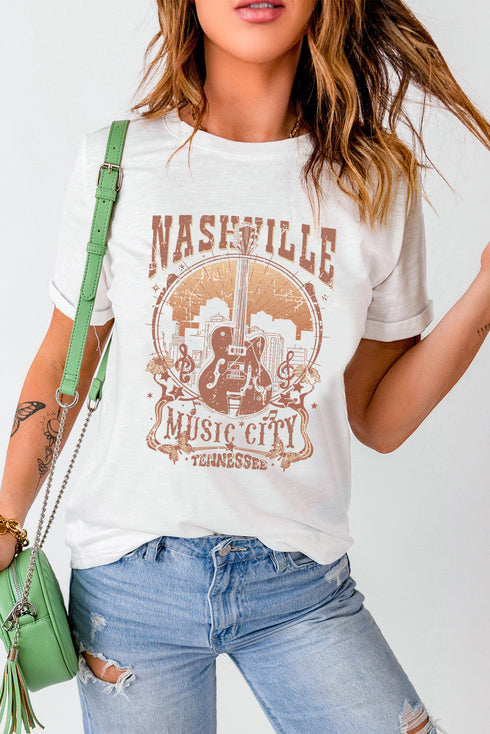 Music City Graphic Print Relaxed Fit Crewneck Tee