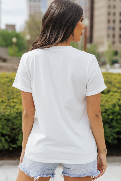Music City Letter Print Crew Neck Tee