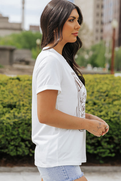 Music City Letter Print Crew Neck Tee