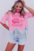 Music City Sequin Graphic Fringed Hem Cotton Tee