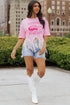 Music City Sequin Graphic Fringed Hem Cotton Tee