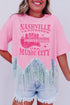 Music City Sequin Graphic Fringed Hem Cotton Tee