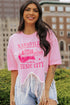 Music City Sequin Graphic Fringed Hem Cotton Tee