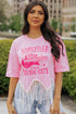 Music City Sequin Graphic Fringed Hem Cotton Tee