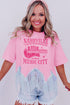 Music City Sequin Graphic Fringed Hem Cotton Tee