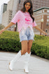 Music City Sequin Graphic Fringed Hem Cotton Tee