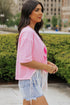 Music City Sequin Graphic Fringed Hem Cotton Tee
