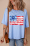 Myosotis American Flag Bow Knot Print Half Sleeve T Shirt